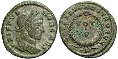 1 Follis /  AE3 Empire romain (27BC-395) Bronze Crispus (305 - 326)