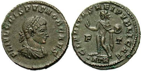 1 Follis /  AE3 Empire romain (27BC-395) Bronze Crispus (305 - 326)