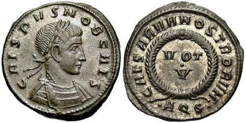 1 Follis /  AE3 Empire romain (27BC-395) Bronze Crispus (305 - 326)