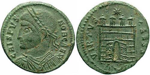 1 Follis /  AE3 Empire romain (27BC-395) Bronze Crispus (305 - 326)