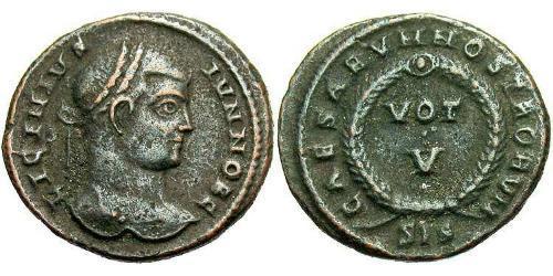 1 Follis /  AE3 Empire romain (27BC-395) Bronze Crispus (305 - 326)