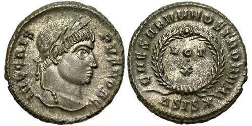 1 Follis /  AE3 Empire romain (27BC-395) Bronze Crispus (305 - 326)
