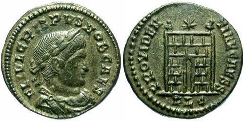 1 Follis /  AE3 Empire romain (27BC-395) Bronze Crispus (305 - 326)