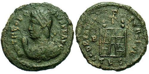 1 Follis /  AE3 Empire romain (27BC-395) Bronze Théodose I (347-395)