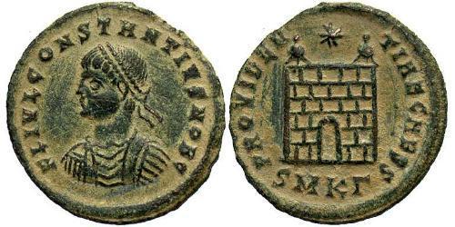 1 Follis /  AE3 Empire romain (27BC-395) Bronze Constance II (317 - 361)