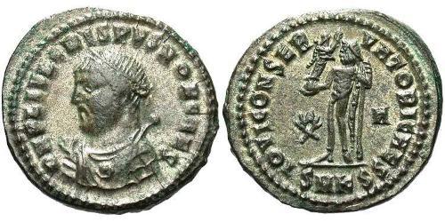 1 Follis /  AE3 Empire romain (27BC-395) Bronze Crispus (305 - 326)