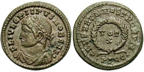 1 Follis /  AE3 Empire romain (27BC-395) Bronze Crispus (305 - 326)