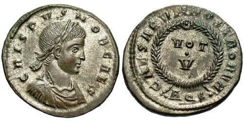 1 Follis /  AE3 Empire romain (27BC-395) Bronze Crispus (305 - 326)