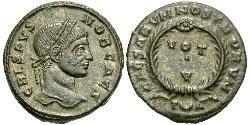 1 Follis /  AE3 Roman Empire (27BC-395) Bronze Crispus (305 - 326)