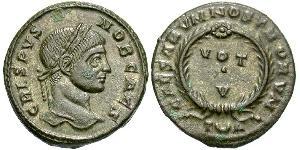 1 Follis /  AE3 Roman Empire (27BC-395) Bronze Crispus (305 - 326)