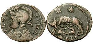 1 Follis /  AE3 Roman Empire (27BC-395) Bronze Constantine I (272 - 337)