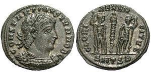 1 Follis /  AE3 Roman Empire (27BC-395) Bronze Constantius II (317 - 361)