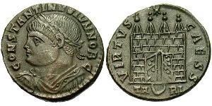 1 Follis /  AE3 Roman Empire (27BC-395) Bronze Constantius II (317 - 361)