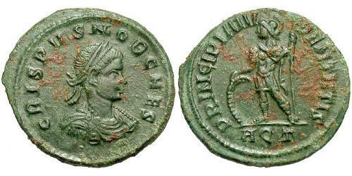 1 Follis /  AE3 Roman Empire (27BC-395) Bronze Crispus (305 - 326)