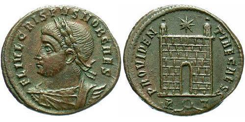 1 Follis /  AE3 Roman Empire (27BC-395) Bronze Crispus (305 - 326)