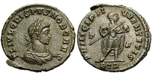 1 Follis /  AE3 Roman Empire (27BC-395) Bronze Crispus (305 - 326)