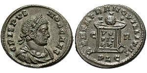 1 Follis /  AE3 Römische Kaiserzeit (27BC-395) Bronze Crispus (305 - 326)