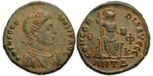 1 Follis /  AE3 Römische Kaiserzeit (27BC-395) Bronze Theodosius I (347-395)