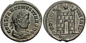 1 Follis /  AE3 Impero romano (27BC-395) Bronzo Costanzo II (317 - 361)