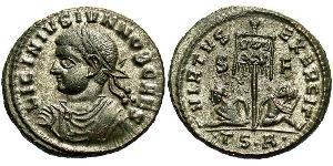 1 Follis /  AE3 Impero romano (27BC-395) Bronzo Licinius II (315-326)