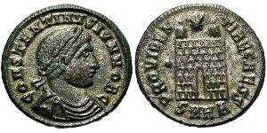 1 Follis /  AE3 Impero romano (27BC-395) Bronzo Costanzo II (317 - 361)
