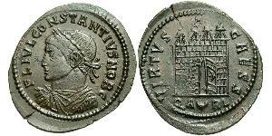 1 Follis /  AE3 Impero romano (27BC-395) Bronzo Costanzo II (317 - 361)