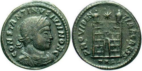 1 Follis /  AE3 Impero romano (27BC-395) Bronzo Costanzo II (317 - 361)
