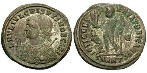 1 Follis /  AE3 Impero romano (27BC-395) Bronzo Crispo (305 - 326)