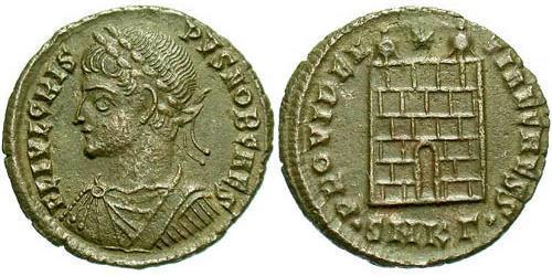 1 Follis /  AE3 Impero romano (27BC-395) Bronzo Crispo (305 - 326)