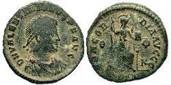 1 Follis /  AE3 羅馬帝國 青铜 瓦伦提尼安二世