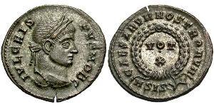 1 Follis /  AE3 羅馬帝國 青铜 Crispus (305 - 326)