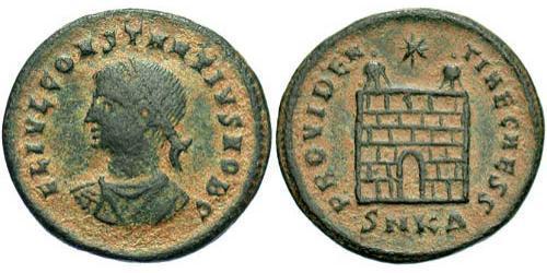 1 Follis /  AE3 羅馬帝國 青铜 君士坦提烏斯二世
