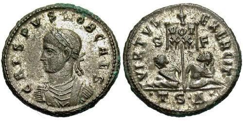 1 Follis /  AE3 羅馬帝國 青铜 Crispus (305 - 326)