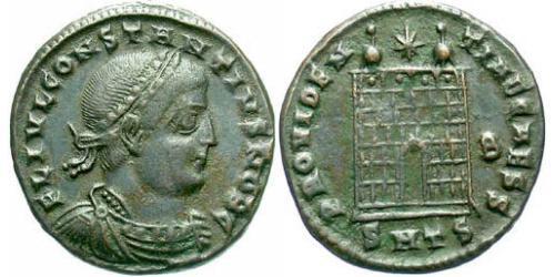 1 Follis /  AE3 羅馬帝國 青铜 君士坦提烏斯二世