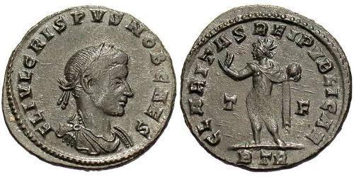 1 Follis /  AE3 羅馬帝國 青铜 Crispus (305 - 326)