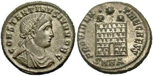 1 Follis /  AE3 羅馬帝國 青铜 君士坦提烏斯二世