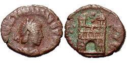1 Follis /  AE4 Imperio romano de Occidente (285-476) Bronce Valentiniano III (419-455)