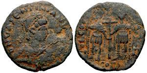 1 Follis /  AE4 Imperio romano de Occidente (285-476) Bronce Valentiniano III (419-455)
