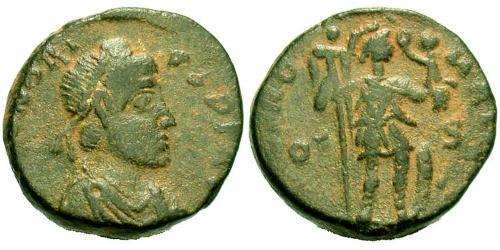 1 Follis /  AE4 Imperio romano de Occidente (285-476) Bronce Honorio (384-423)