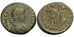 1 Follis /  AE4 Byzantinisches Reich (330-1453) Bronze Arcadius (377-408)