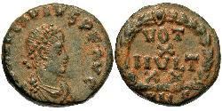 1 Follis /  AE4 Byzantinisches Reich (330-1453) Bronze Arcadius (377-408)