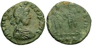 1 Follis /  AE4 Impero bizantino (330-1453) Bronzo Teodosio II (401-450)