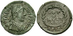 1 Follis /  AE4 Impero romano (27BC-395) Bronzo Teodosio I (347-395)