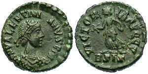 1 Follis /  AE4 Impero romano (27BC-395) Bronzo Valentiniano II (371-392)