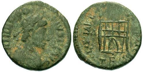 1 Follis /  AE4 Impero romano (27BC-395) Bronzo Teodosio I (347-395)