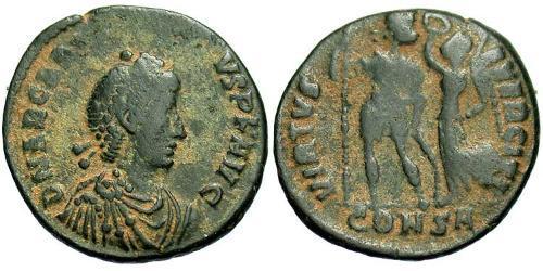1 Follis /  AE4 拜占庭帝国 青铜 阿卡狄奧斯