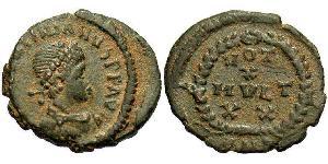 1 Follis /  AE4 羅馬帝國 青铜 瓦伦提尼安二世