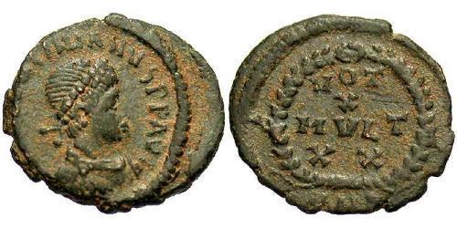 1 Follis /  AE4 羅馬帝國 青铜 瓦伦提尼安二世