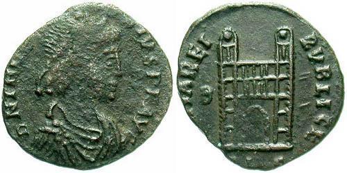 1 Follis /  AE4 羅馬帝國 青铜 Theodosius I (347-395)