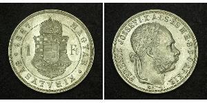 1 Forint Imperio austrohúngaro (1867-1918) Plata Franz Joseph I (1830 - 1916)